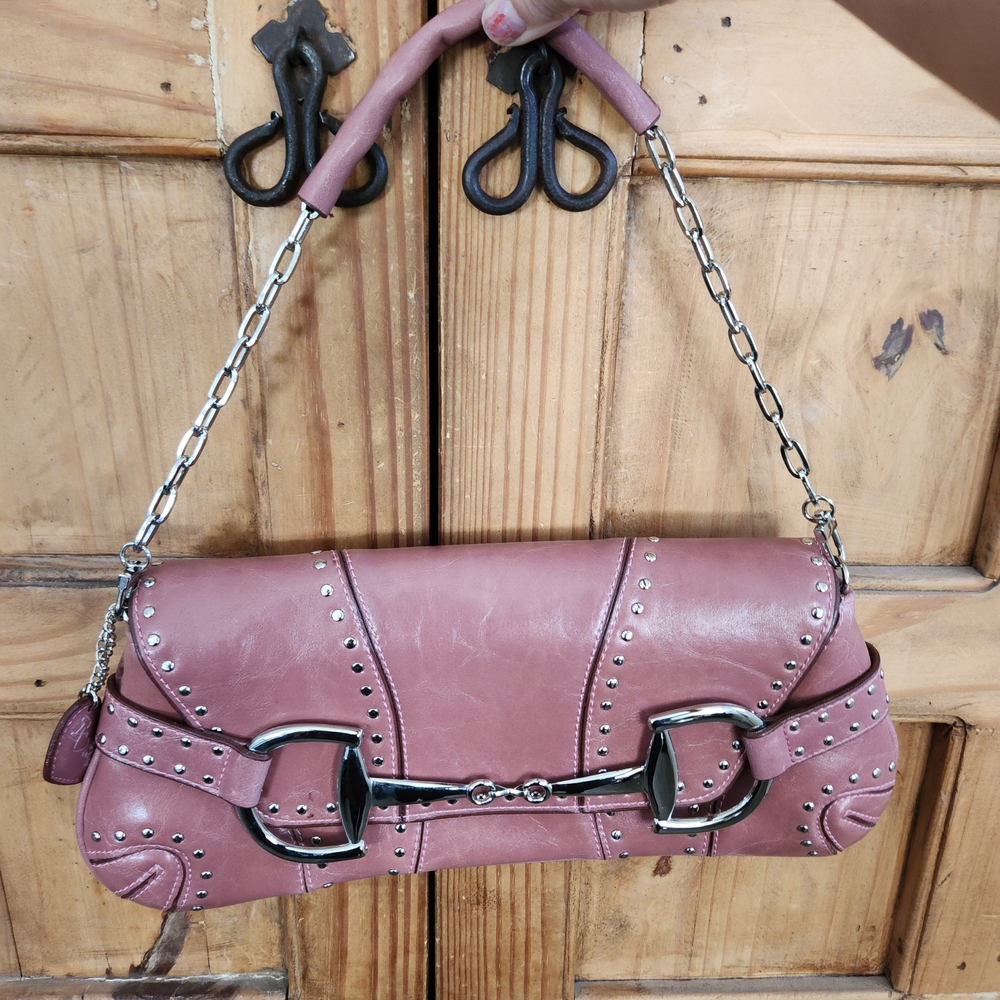 Rina Rich Pink Studded Leather Shoulder Bag - Picture 6 of 6